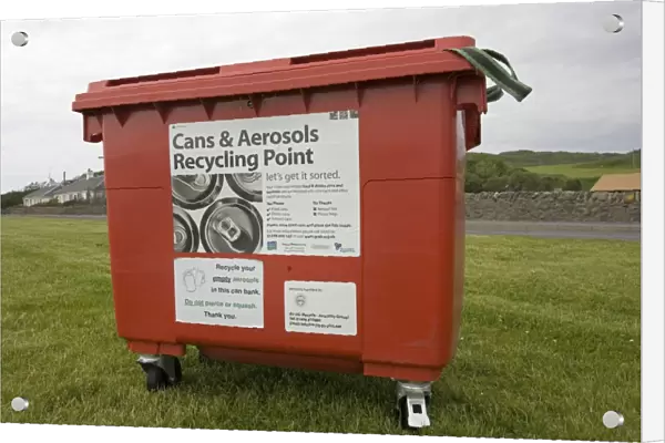 Cans and aerosol recycling bin Port Ellen Isle of Islay Scotland UK
