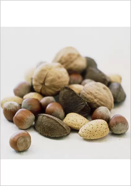 Nuts. Assortment of nuts including walnuts, hazelnuts, brazil nuts and almonds