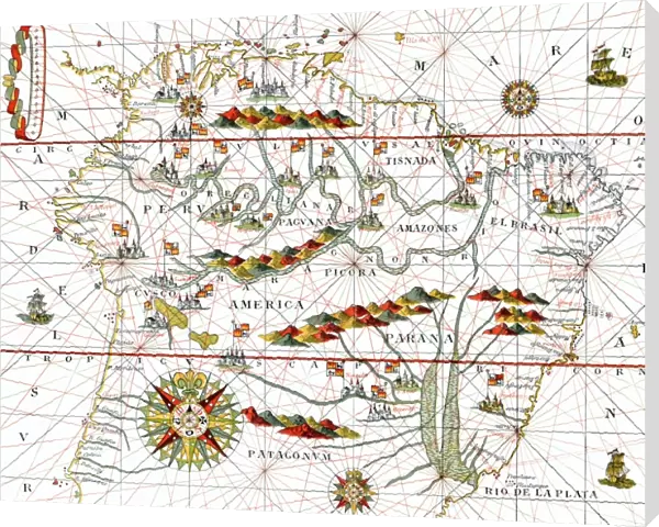 South America, 16th century map