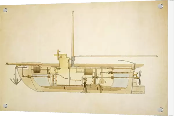 19th Century military submarine, artwork