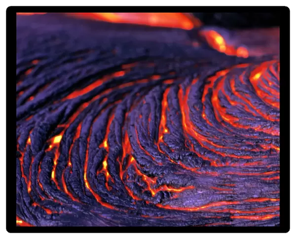 Lava flow. Pahoehoe lava. Pahoehoe lava flow from Kilauea Volcano, Hawaii, USA