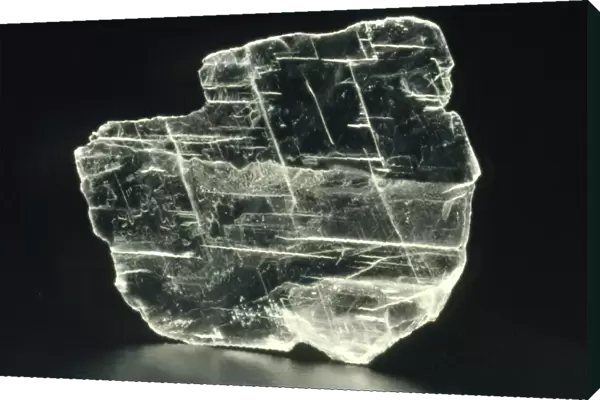 View of a sample of selenite, a form of gypsum