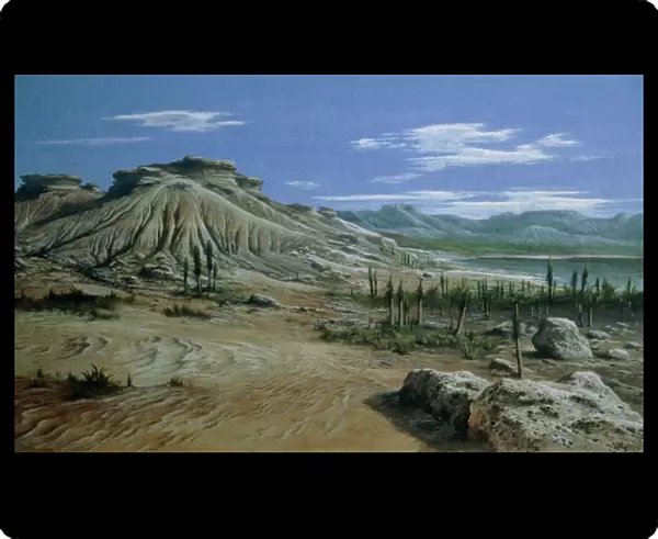 Artists impression of Triassic period landscape
