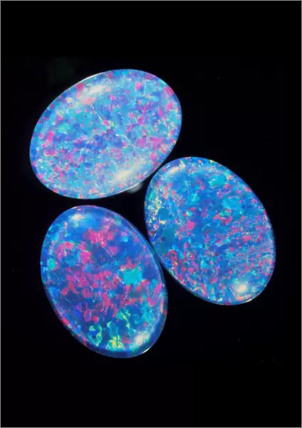 Three pieces of blue opal