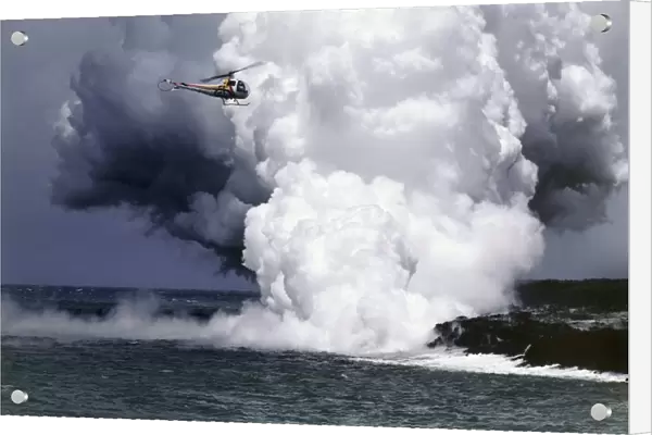 Lava flow boiling the sea, Hawaii