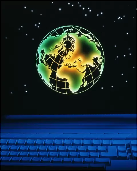 Earth over computer keyboard