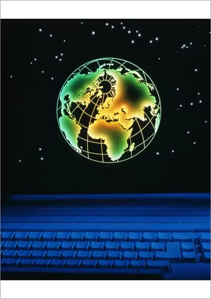 Earth over computer keyboard