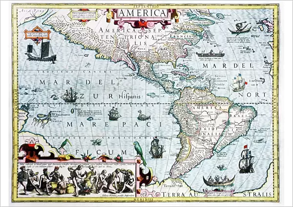 17th century map of the New World