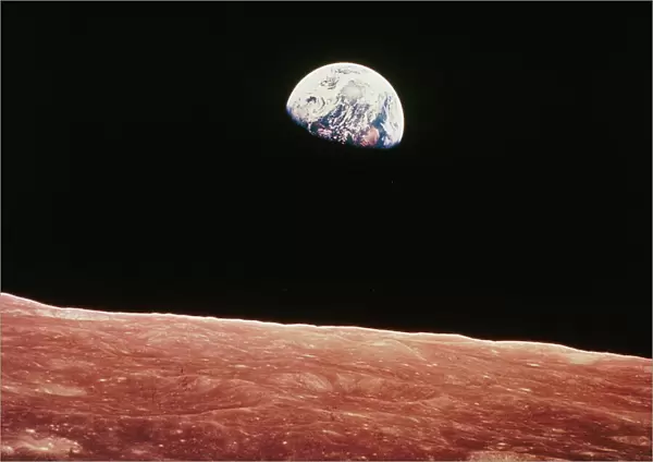 Earthrise as seen from above surface of the moon