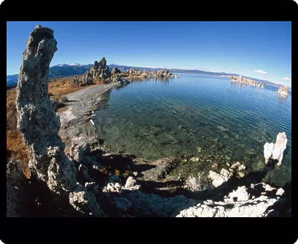 Fisheye view of tufa formations at Mono Lake, USA