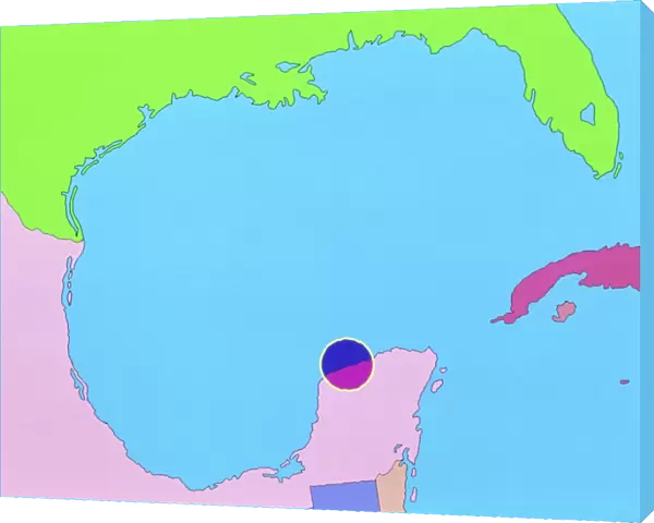 Map of size and location of Chicxulub crater