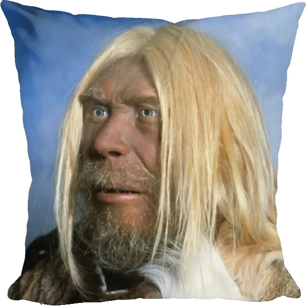 Head of a model of a neanderthal man