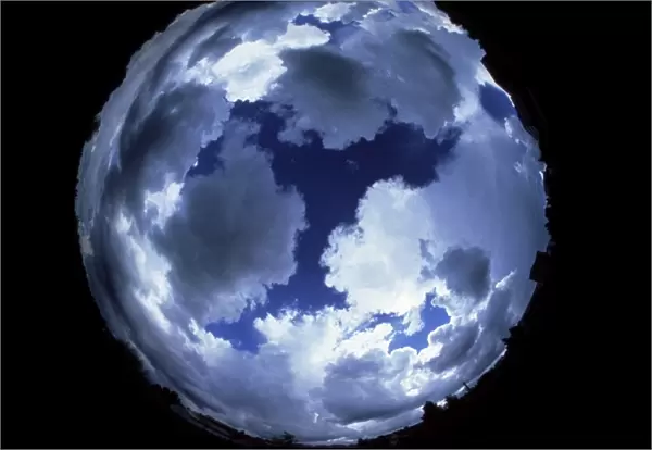 Fisheye lens view of cloud cover