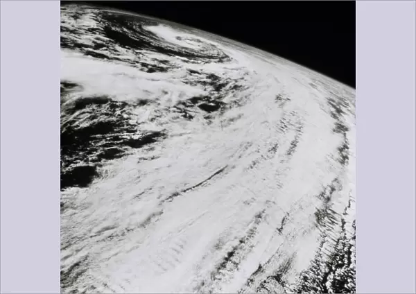 Storm clouds in North Atlantic, from space, 61-A