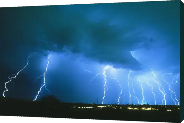 Lightning strikes at night in Bisbee, Arizona, USA