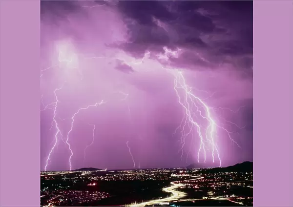 Summer ligtning storm over Tucson, USA