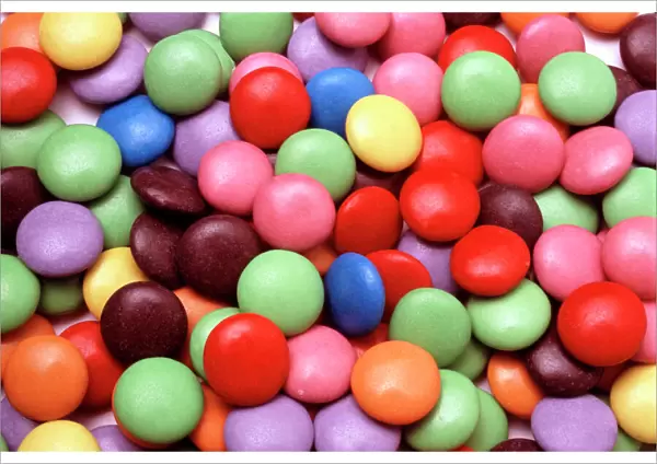 Smarties. Sweets showing a variety of naturally derived colourings