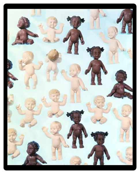 Dolls. Assorted plastic toy figures representing young children