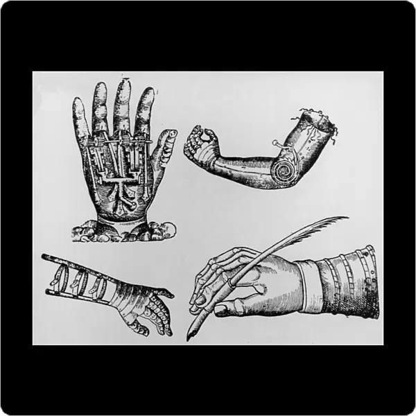 Selection of 16th century artificial arms & hands