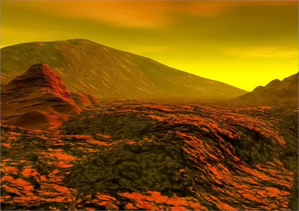 Computer artwork of the surface of Venus