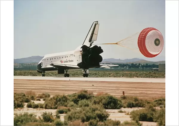 Shuttle landing with brake chute