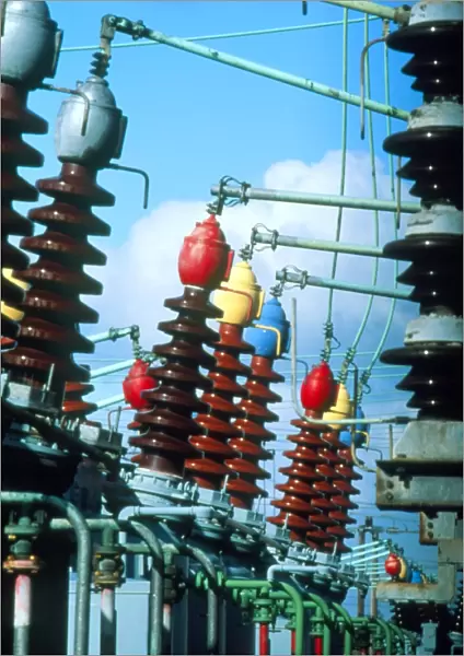 Electrical insulators and cables at power station