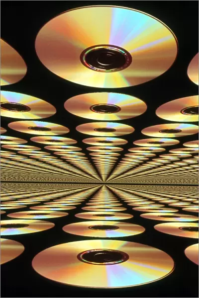 Computer artwork of multiple CD-ROM discs