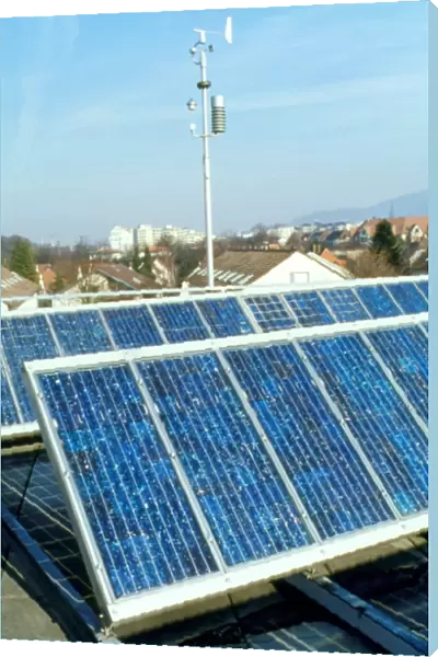 View of solar panels on the roof of a building