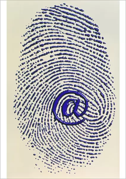 Artwork of e-mail address @ sign & a fingerprint