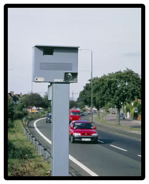 Speed camera by side of dual carriageway