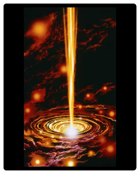 Artwork of a black hole at the centre of a galaxy