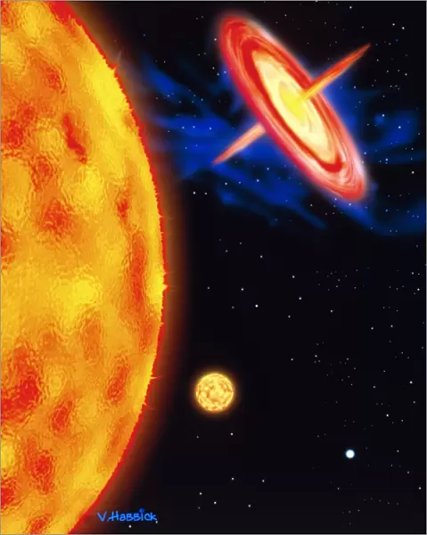 Computer artwork of stages in a stars life