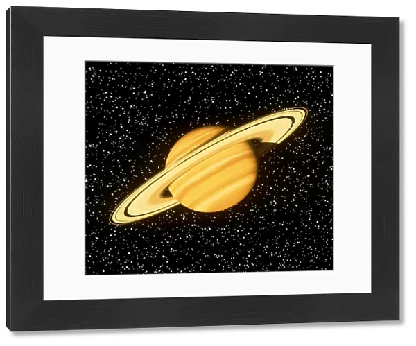 Computer artwork of Saturn seen on a starfield