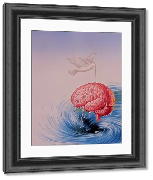 Abstract artwork of brain lifted out of whirlpool