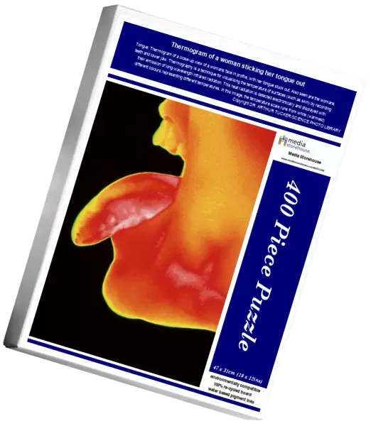 Thermogram of a woman sticking her tongue out