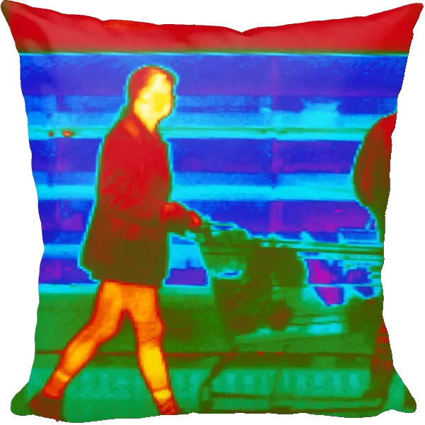 Thermogram of a woman in a supermarket