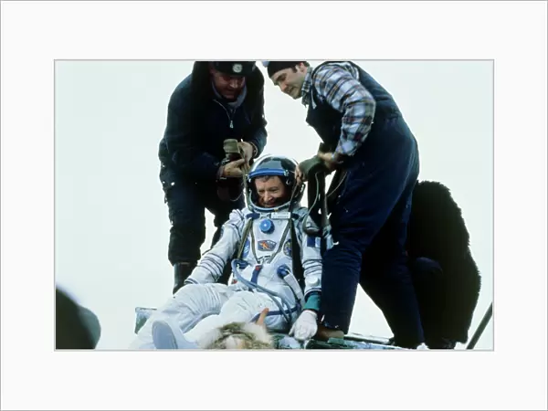 Astronaut J-L Chretien leaving TM-6 descent module