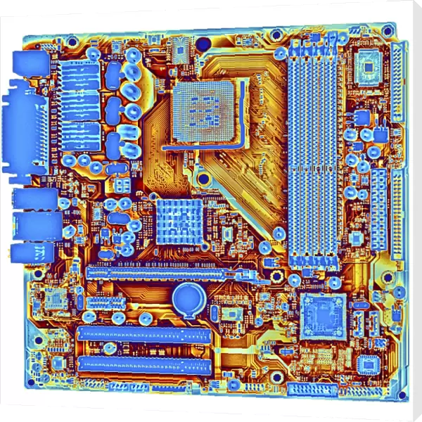 Computer motherboard, coloured X-ray C016  /  7204