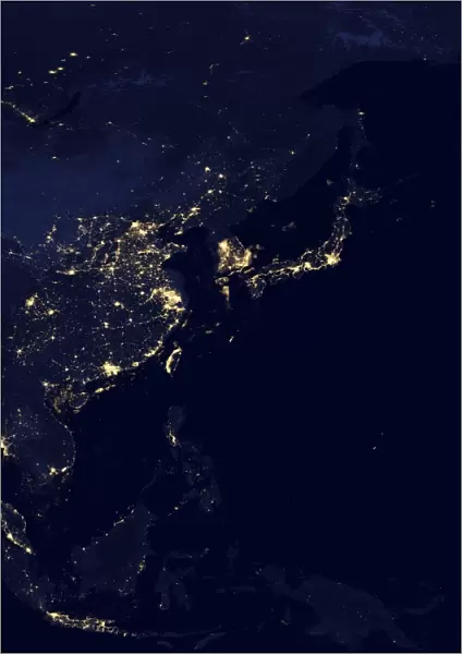 Asia at night, satellite image