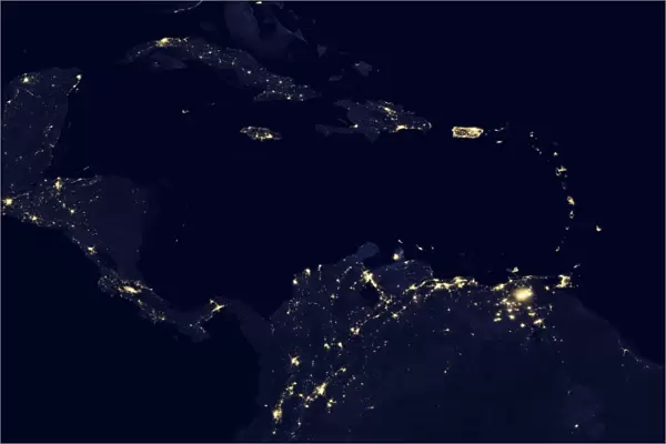 Central America at night, satellite image