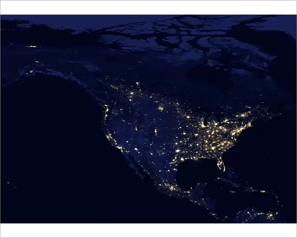 North America at night, satellite image
