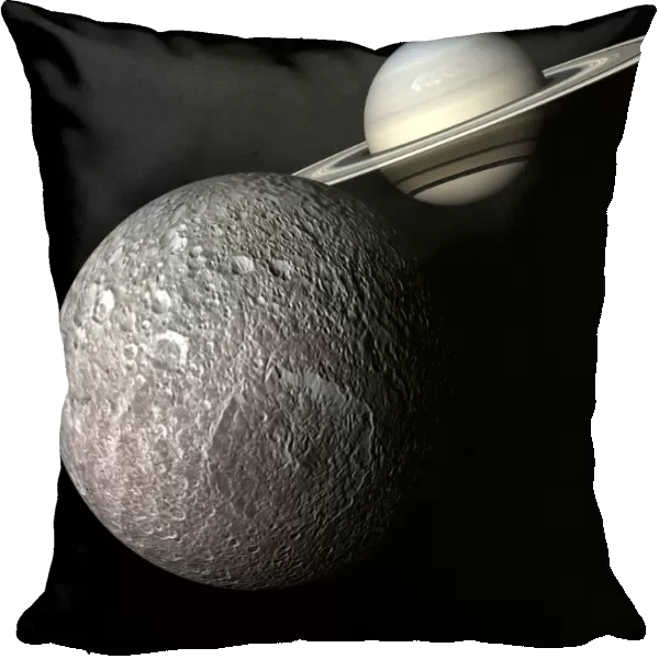 Saturn and Mimas from space, artwork C017  /  7354