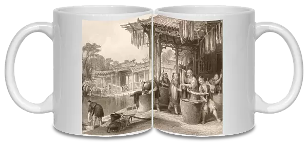Dyeing and winding silk in China, 1840s C016  /  8980