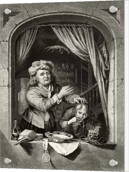 Dentist pulling a tooth, 19th century