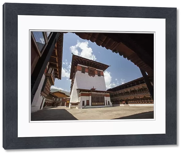 View of the interior courtyard at the Taktsang Monastery, one of the most famous