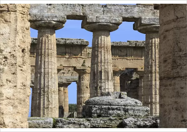 Temple of Hera (the Basilica) 530 BC, oldest Greek temple at Paestum, UNESCO World Heritage Site