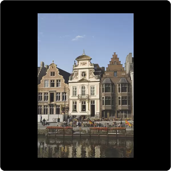 Traditional gabled houses by the river, Ghent, Belgium, Europe