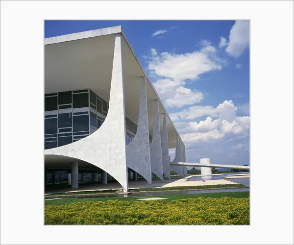 The exterior of the modern Palacio do Planalto in Brasilia, UNESCO World Heritage Site