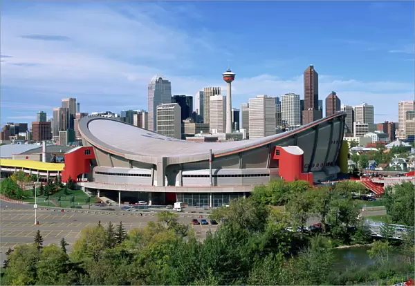 The Olympic Saddledome and skyline, Calgary, Alberta, Canada, North America