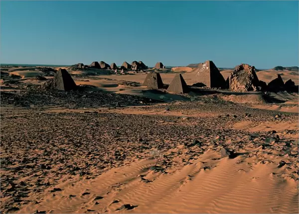 Pyramids at archaeological site of Meroe, Sudan, Africa